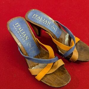 Italian Shoemakers Women's Blue and Tan Sandals